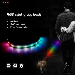 RGB Blink Colorful Led Pet Leash for Dogs Very Cool Pet Supplies Fish Silk Cover Light Up Lead 120cm Length